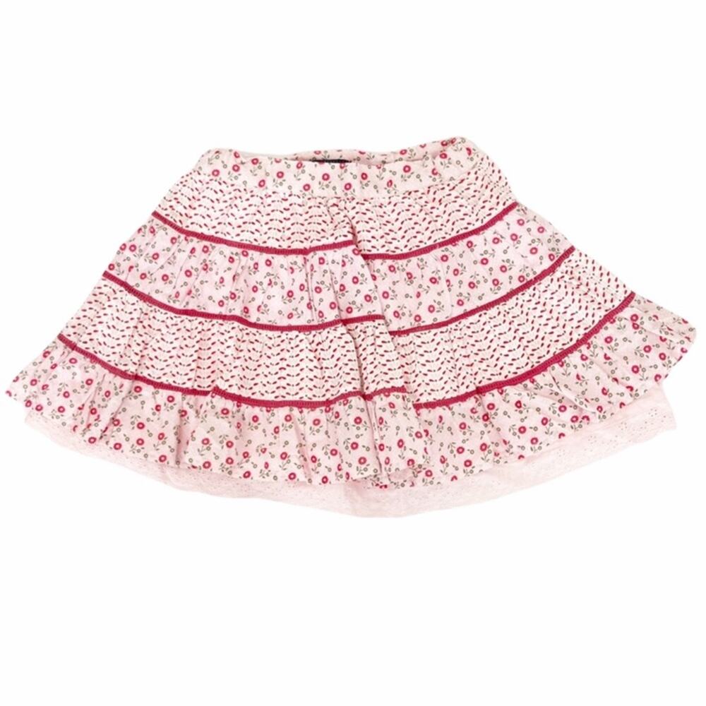 Pumpkin Patch Pink Floral Mixed Pattern Skirt Sz 3